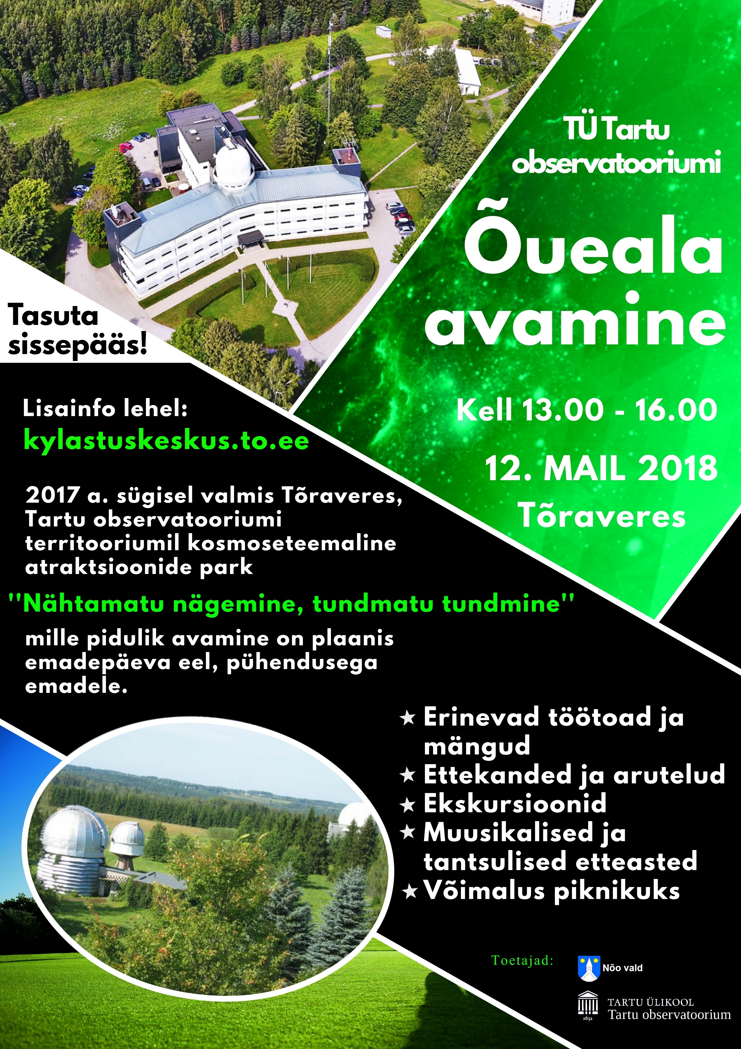 TÜ Observatooriumi teemapargi avamise plakat